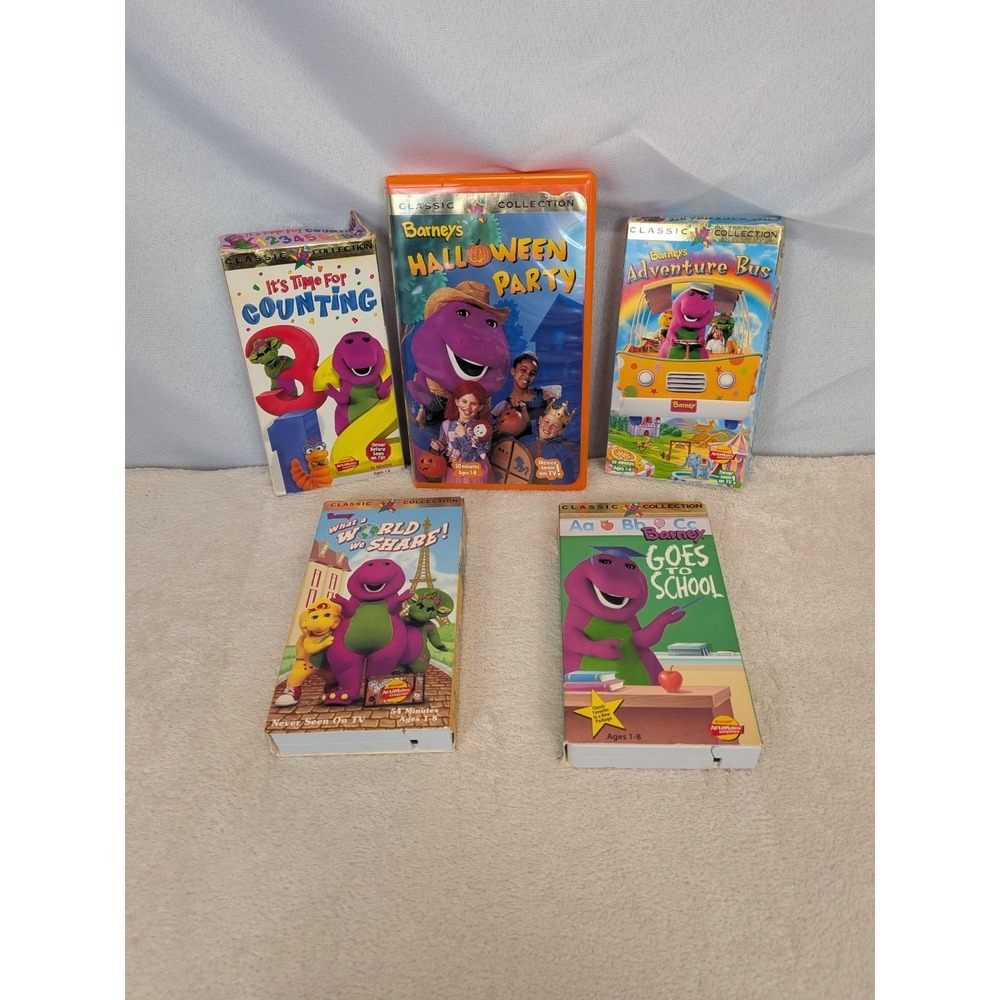 Barney Classic Collection VHS Lot of 5 Halloween Party Adventure Bus Rare Tapes